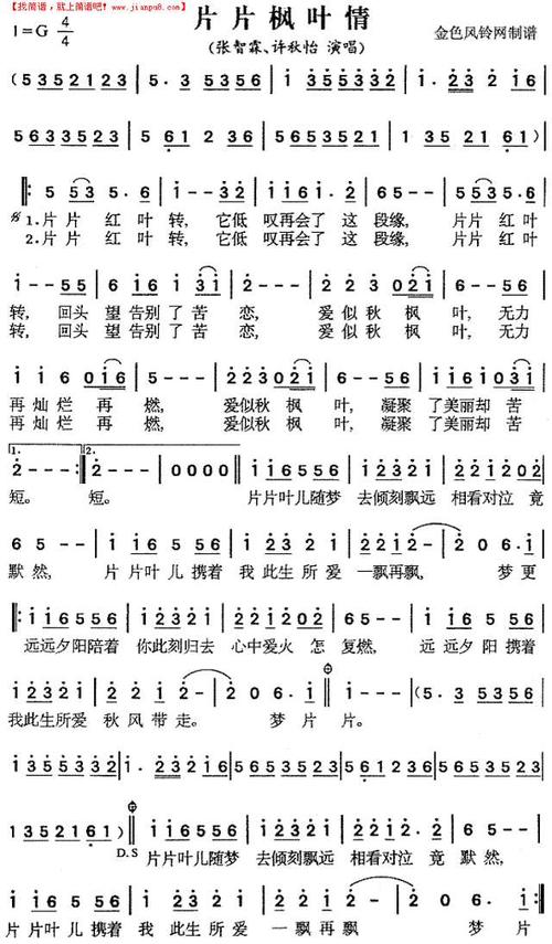 片片枫叶情歌词
